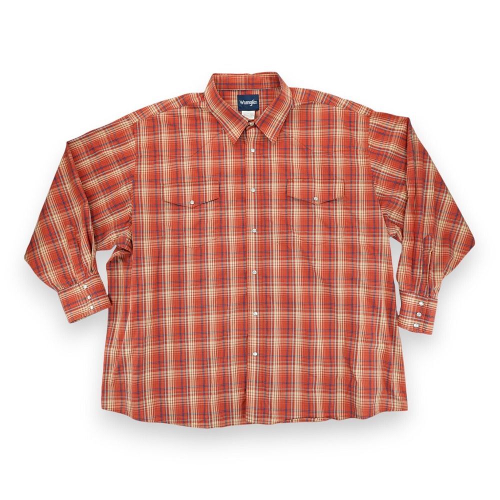 Vintage Wrangler Brushpopper Western Rodeo Striped Cowboy‎ Shirt 4X Snap Closure